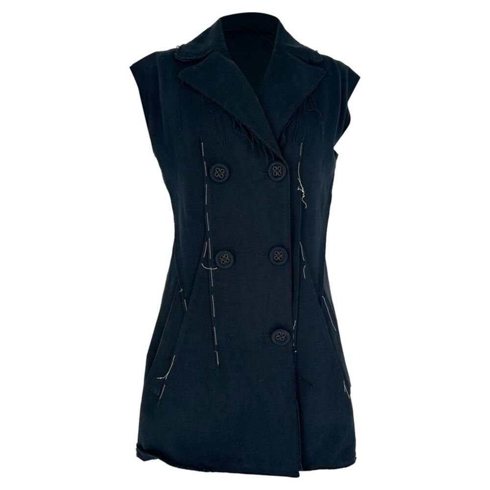 Bottega Veneta Double-Breasted Waistcoat in Black Cotton